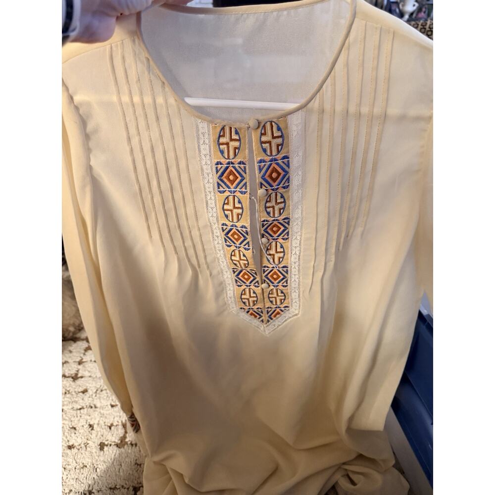 Vintage Bonwit Teller Dress 70’s Prairie Peasant Character By Mates -sheer S-